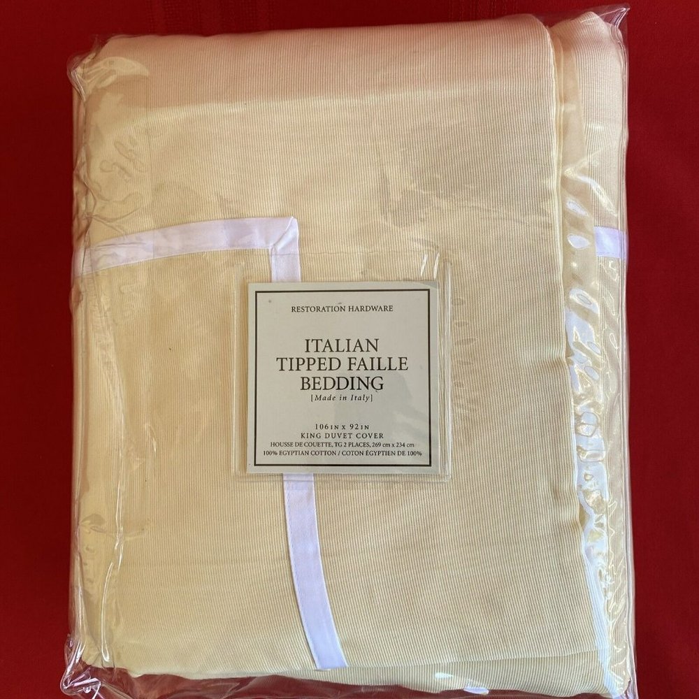 Restoration Hardware Italian Tipped Faille Duvet Cover - Cream